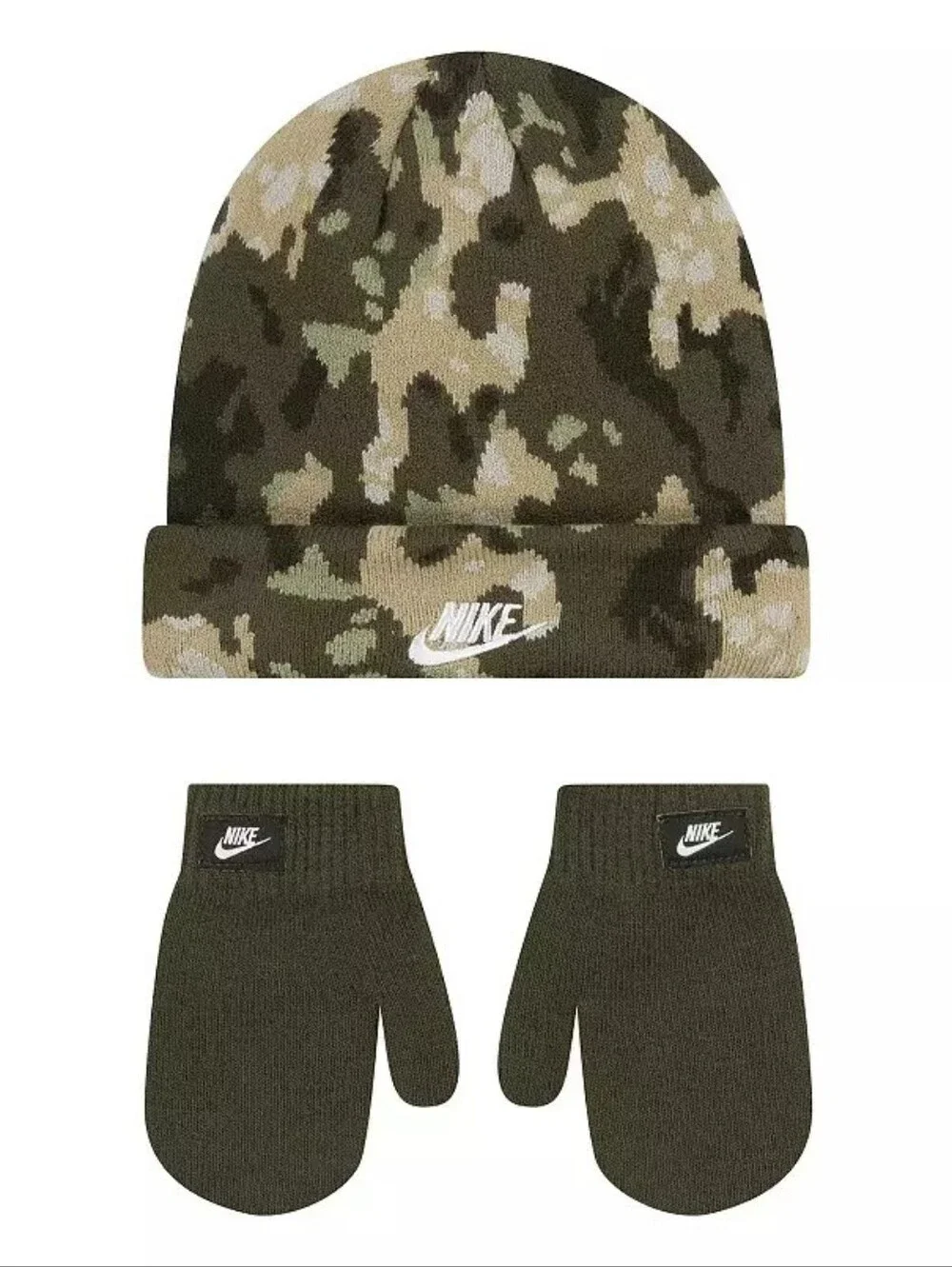 NWT Camo Toddler Nike Club Beanie & Mittens Set - 2T-4T